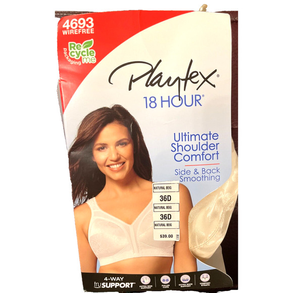 Playtex Other - Platex 18 hour bra 36D ultimate shoulder comfort 4693 wire free Natural beige